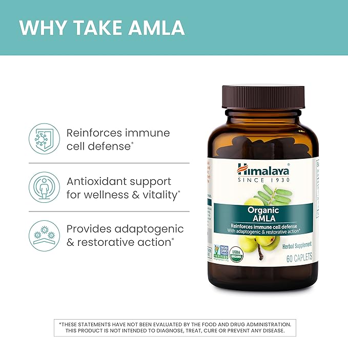 Himalaya Organic Amla Natural Antioxidant 60 Caplets, 1 Month