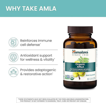 Himalaya Organic Amla Natural Antioxidant 60 Caplets, 1 Month