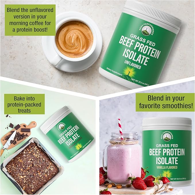 Grass Fed Beef Protein Powder - Lactose Free Great Tasting Beef Protein Isolate. Complete Animal Based Non Dairy Paleo Carnivore Supplement for Prime Muscle Building. No Whey. Unflavored