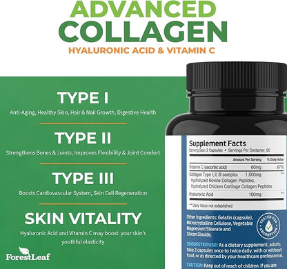 ForestLeaf Multi Collagen Pills with Hyaluronic 240