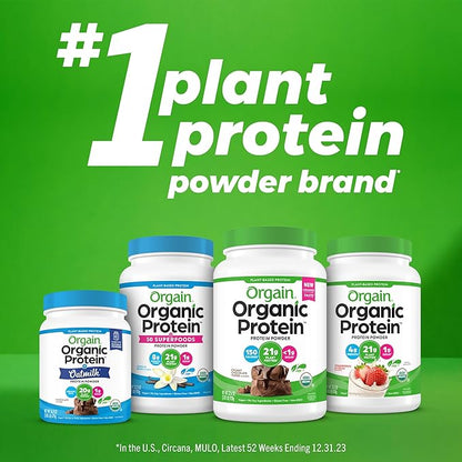 Orgain Organic Vegan Protein Powder, Peppermint Hot Cocoa Seasonal Holiday Flavor - 21g of Plant Based Protein, Non Dairy, Gluten Free, 2g of Fiber, No Sugar Added, Soy Free, Non-GMO, 1.02 Lb