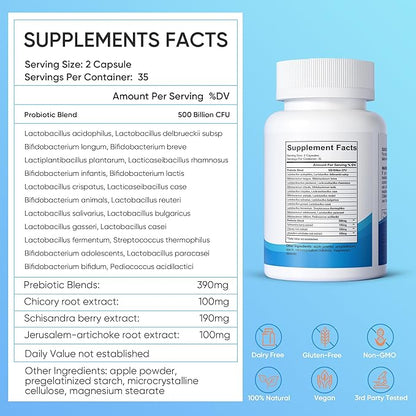 Probiotics for Women and Men, 500 22 Probiotics 390mg Prebiotic 35 Count,