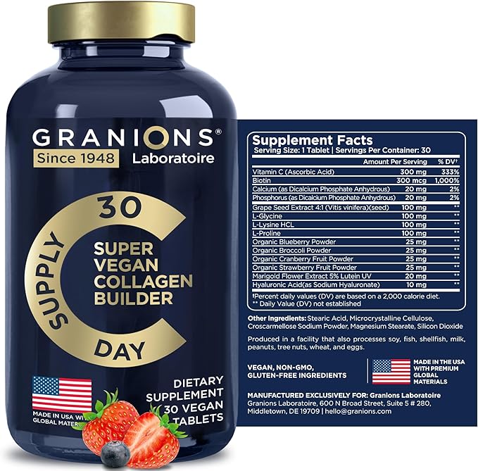 Vegan Collagen Supplements for Women and Men 30 Collagen