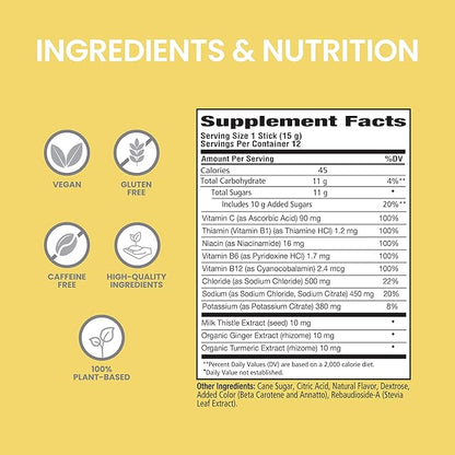 Himalaya PartySmart Tropical Electrolytes Powder Packets, 12 Count, Supports Hydration, Rehydrate with Sodium & Potassium, Vitamin C & More, Antioxidant Recovery Blend Milk Thistle, Ginger & Turmeric