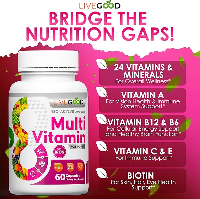 LIVEGOOD™ Women's Bio-Active Complete Multivitamin B12, C, 60 Capsules