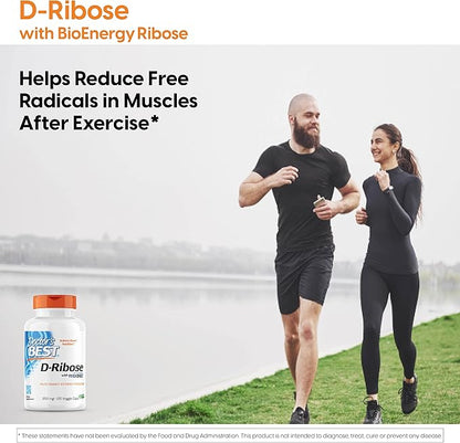 Doctor's Best D-Ribose with Bioenergy Ribose, Vegan, Energy Enhancement, 120 Veggie Caps, White