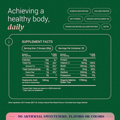 Ella Matcha Latte Collagen Protein Powder 20 Servings