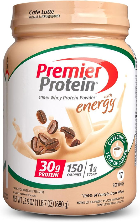 Premier Protein Powder, Cafe Latte, 30g 1g Sugar, 100% Whey 17 Servings, 23.9 Ounce 1)