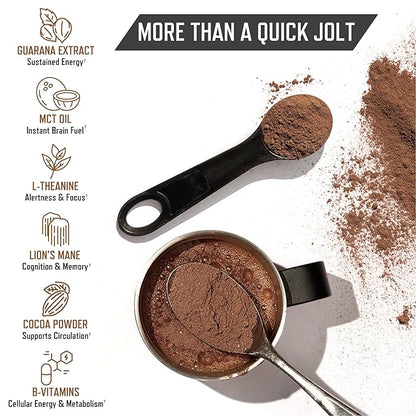 Cascade Cocoa - Nootropic Coffee Alternative | Caffeinated Hot Chocolate | Sustained Energy & Focus Without The Mid-Day Crash | 150mg Natural Caffeine | Lion's Mane + MCT OIL + L-Theanine + B Vitamins + More | One Tree Planted For Every Package Sold