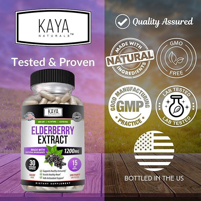 Kaya Naturals Elderberry Immune Support 1200mg Immune 30 Count