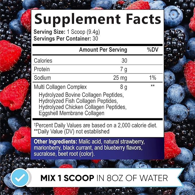 Collagen Powder, Hydrolyzed Type 1 & 3 Peptides, 30 Servings
