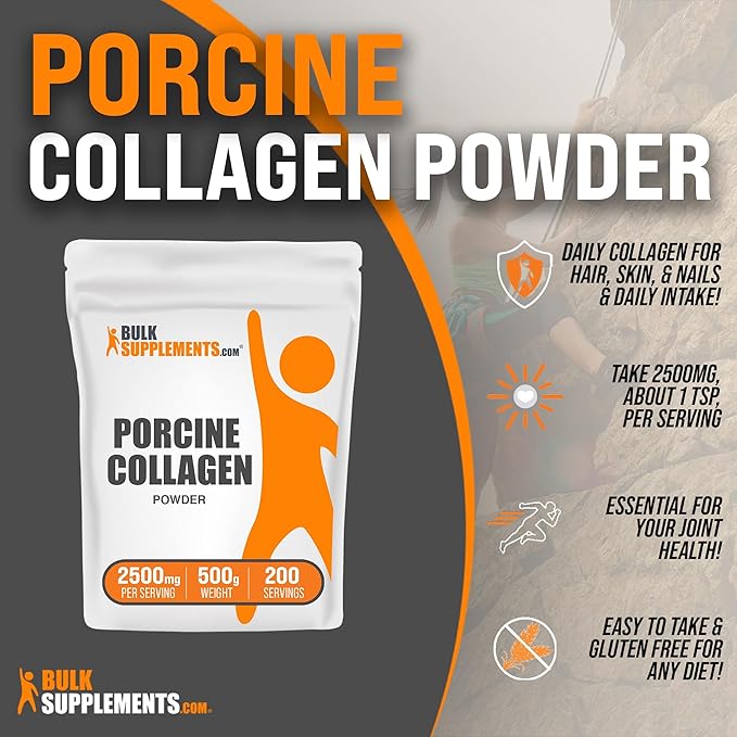 BulkSupplements.com Porcine Collagen Powder 2500mg per 500g (1.1 (1.1 lbs)