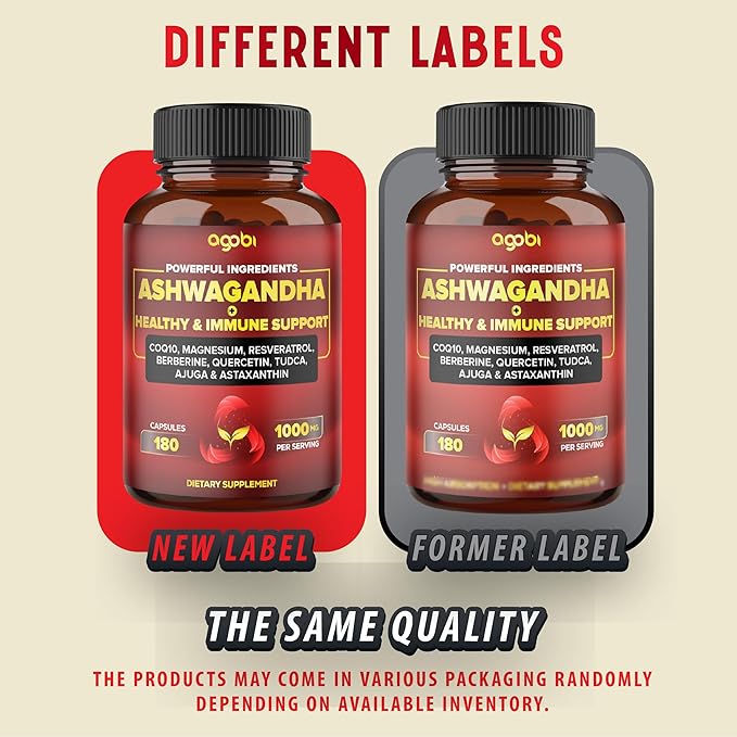 Ashwagandha Capsules w Healthy Support & CoQ10, Magnesium 180 Pills