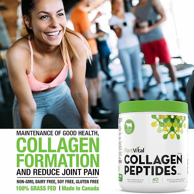 Plantvital Pure Collagen Peptides Powder 100% Grass 40 Servings. 400g - 1
