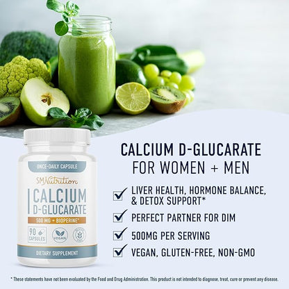 Calcium D-Glucarate | 500mg | CDG 500mg | 90 Ct. (3-Month Supply)