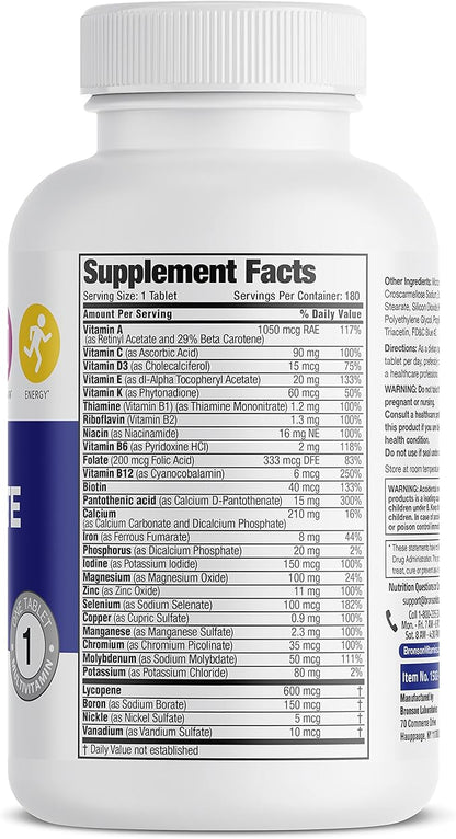 Bronson ONE Daily Men’s Complete Multivitamin 180 Tablets