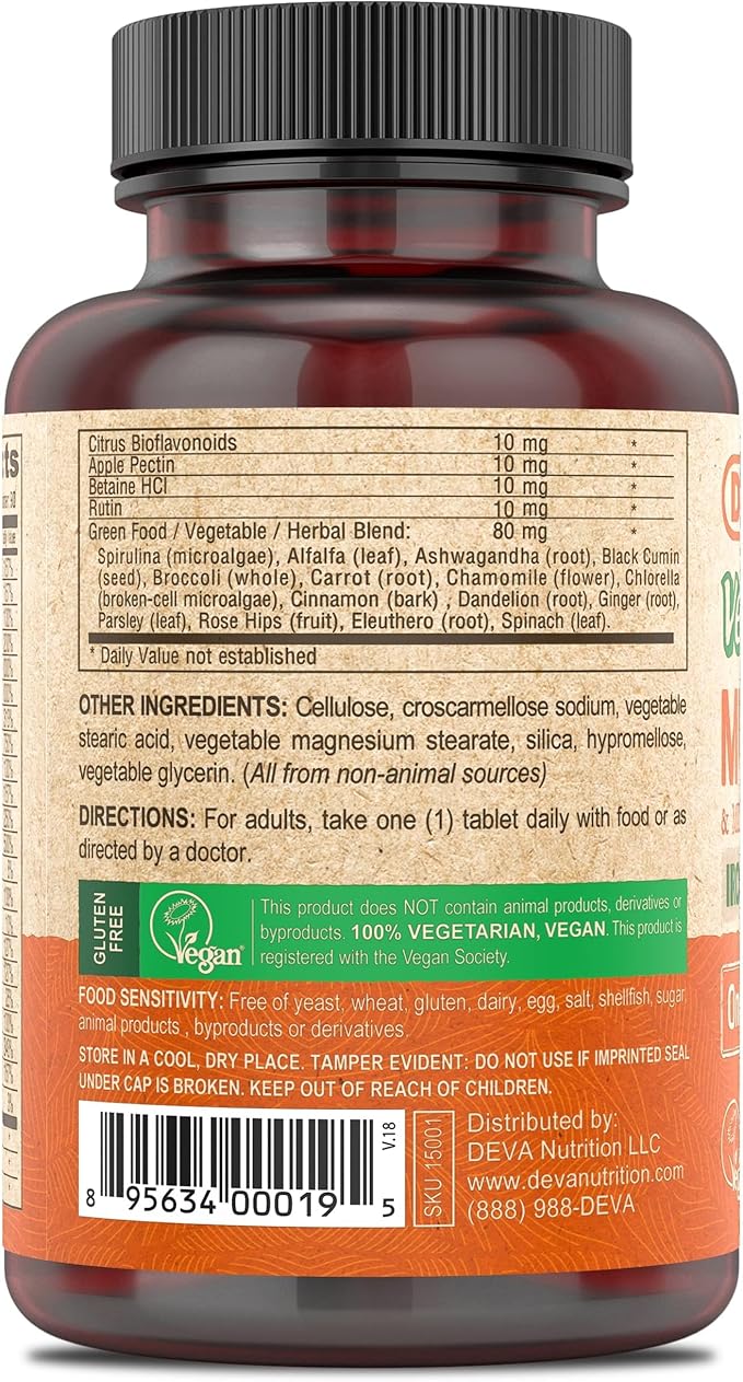 DEVA Vegan Multivitamin and Mineral Supplement 90 Coated 2)