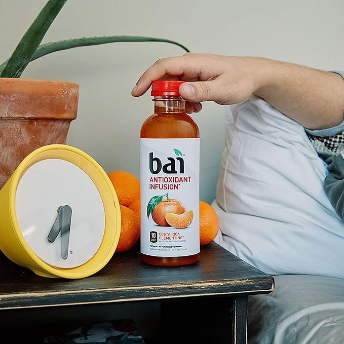 Bai Flavored Water, Costa Rica Clementine, Antioxidant Infused Drinks, 18 Fluid Ounce Bottles, 6 count