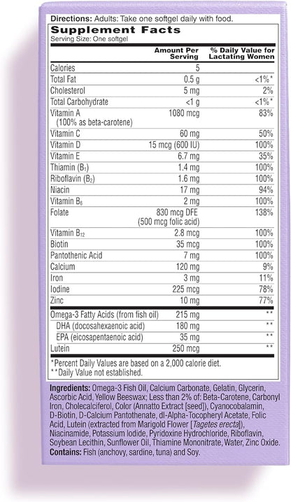 ONE A DAY Postnatal Complete Multivitamin Omega-3 DHA, 60 Count