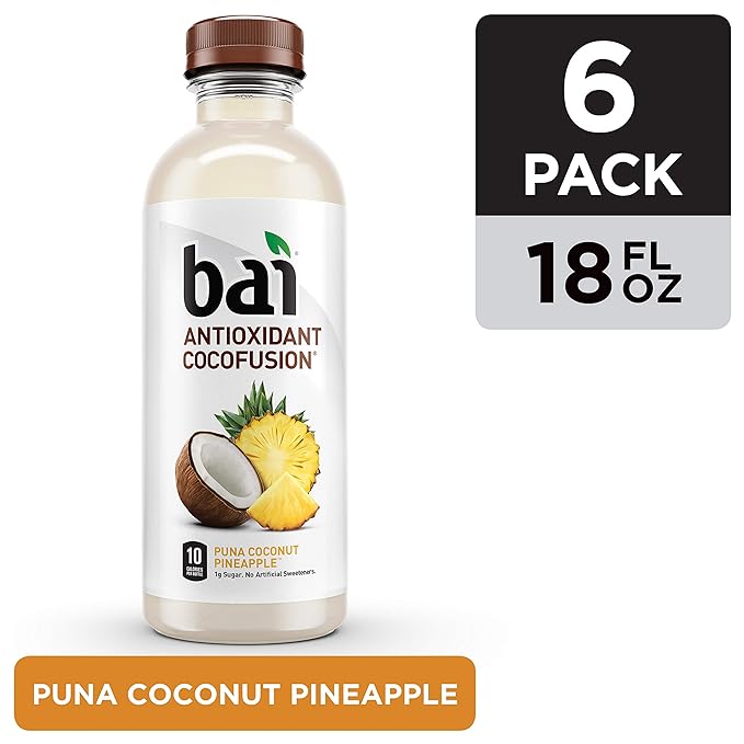 Bai Coconut Flavored Water Puna Coconut Pineapple, Antioxidant Infused, Coconut Pineapple Flavored Water Drink, 18 Fluid Ounce Bottles, 6 Count