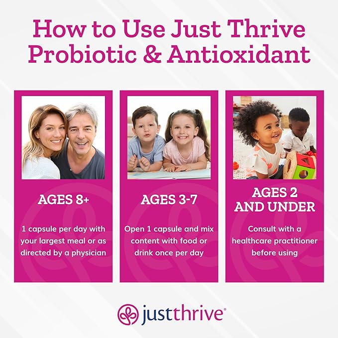 Just Thrive Probiotic & Antioxidant Supplement 100% Spore-Based 30 Caps