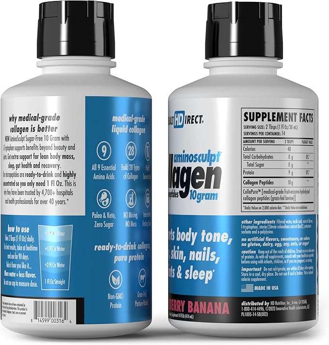 HEALTH DIRECT – AminoSculpt Liquid Collagen 14 FL 14 Servings 10 Grams