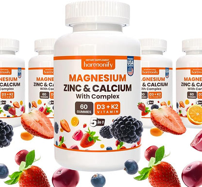 Magnesium Calcium Zinc with Vitamin D3 K2 Gummies, 30 Days