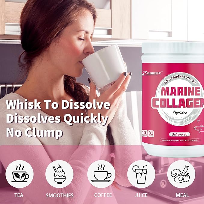 Zammex Marine Collagen Peptides, Non-GMO Wild 1 & 3) for 32 Servings