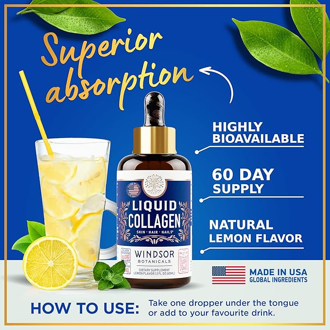 Liquid Collagen for Women and Men 5,000mcg Biotin, 10,000mcg Collagen 2x2oz