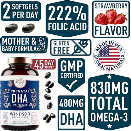 Prenatal Vitamins with DHA and Folic Acid Omega-3s D3 D3 Prenatal 90 Strawberry