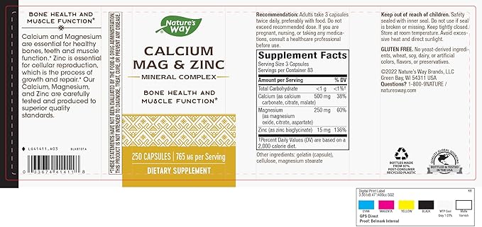 Nature’s Way Calcium-Magnesium-Zinc 250 Capsules