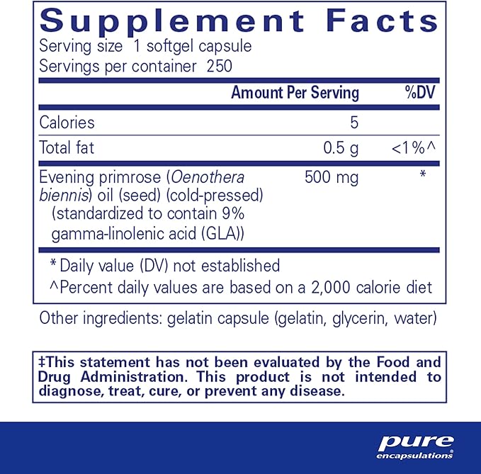 Pure Encapsulations E.P.O. (Evening Primrose Oil) 9% GLA 250 Softgel