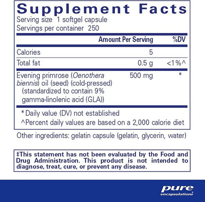 Pure Encapsulations E.P.O. (Evening Primrose Oil) 9% GLA 250 Softgel