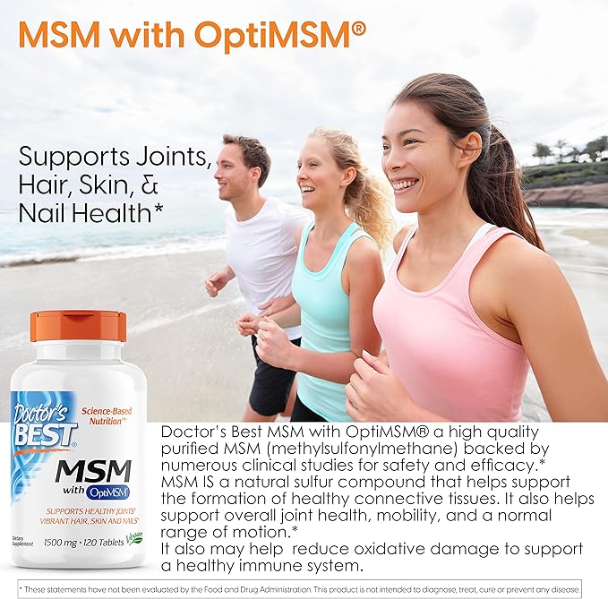 Doctor's Best MSM with OptiMSM, Non-GMO, 1500 mg, 120 Tablets (DRB-00097)