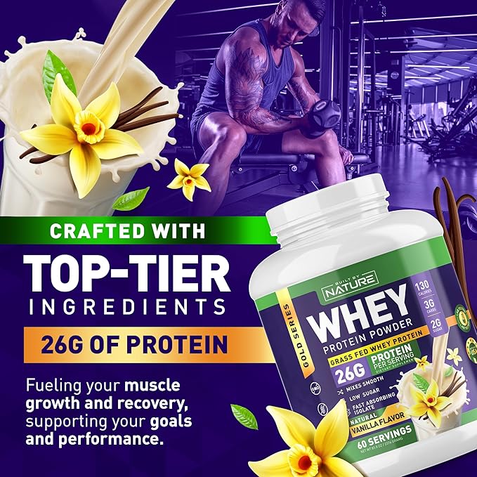 Whey Protein Powder 100% Pure 26g Protein, 60 Servings