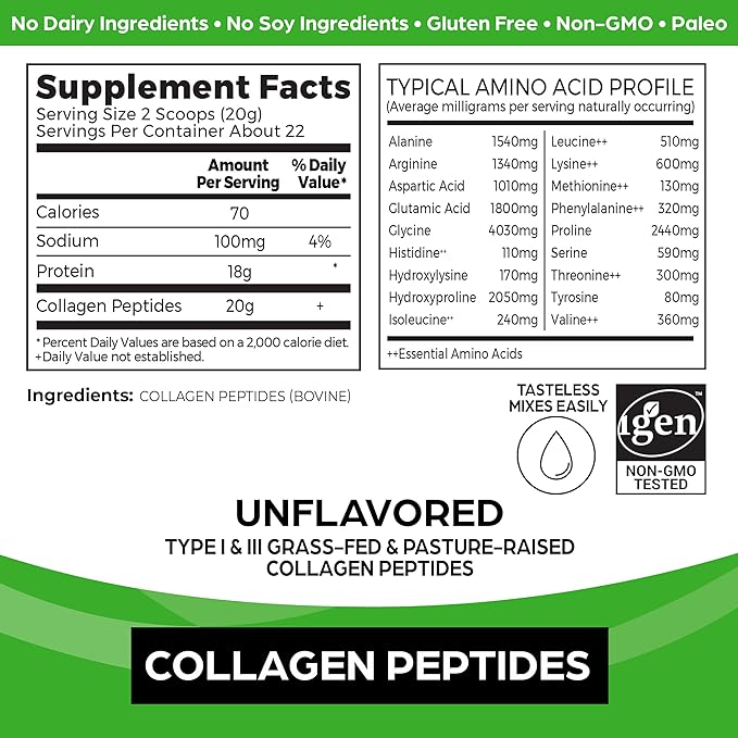 Orgain Hydrolyzed Collagen Powder + 50 20g Grass 20g Grass