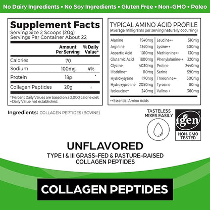 Orgain Hydrolyzed Collagen Powder + 50 20g Grass 20g Grass