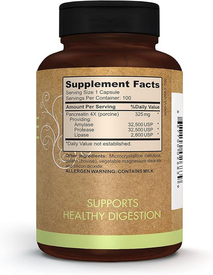 Pomona Wellness Digestive Enzyme Probiotic Supplement, 325mg, Supports 100 Count