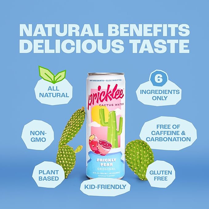 Prickly Pear Cactus Water - Packed With Antioxidants, Electrolytes, Vitamin C - Natural Sports Drink for Immunity, & Recovery - Non-Sparkling, Low-Sugar, Low-Calorie, No Caffeine