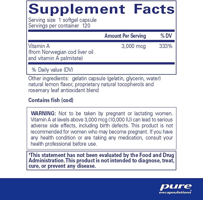 Pure Encapsulations Vitamin A 3,000 mcg 120 Softgel