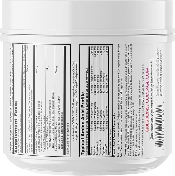 Codeage Liposomal Collagen Peptides Powder + 14.97 oz