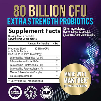 Probiotic Supplement 80 Billion CFU + 120 Capsules