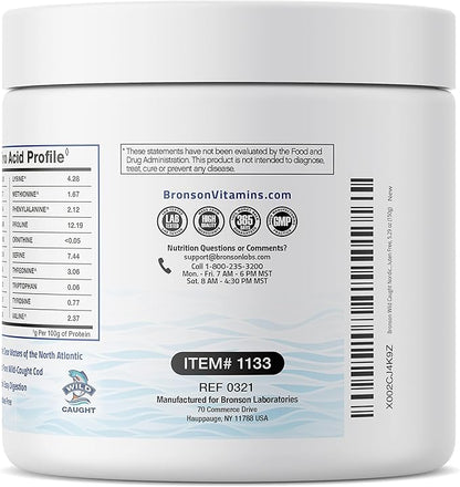 Bronson Marine Collagen Peptides Hydrolyzed Protein 100% Wild 150g (5.29oz) (5.29oz)