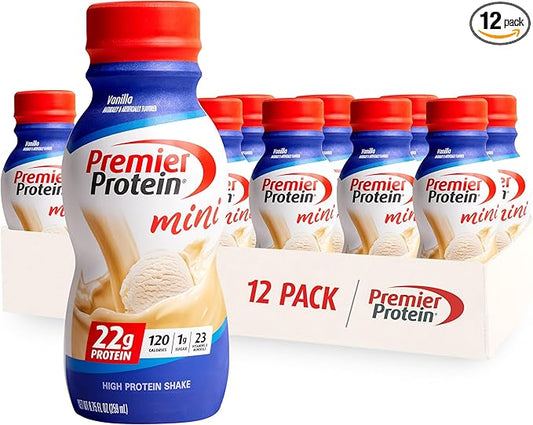Premier Protein Shake MINIs, Vanilla, 22g 120 Calories, 1g Sugar, 8.75fl oz, 12