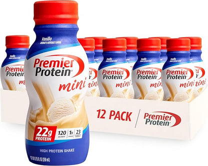 Premier Protein Shake MINIs Vanilla 22g 120 Calories 12 & 30g Protein 17 Servings 23.3 Ounces