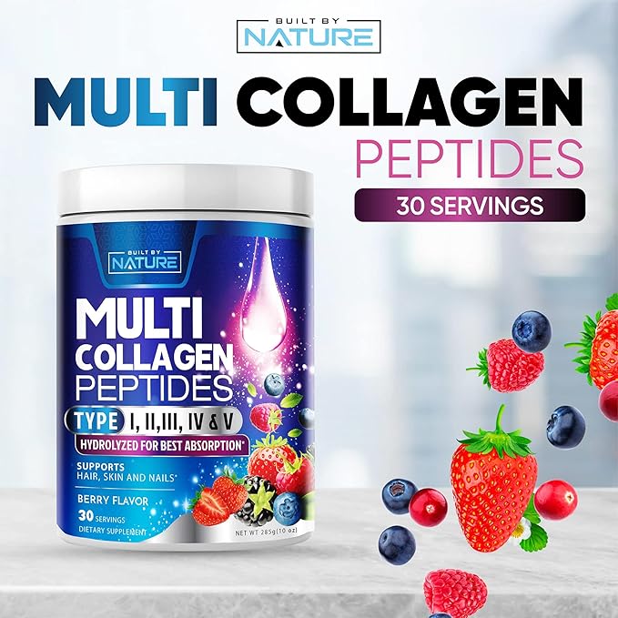 Collagen Powder, Hydrolyzed Type 1 & 3 Peptides, 30 Servings