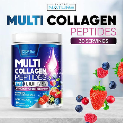 Collagen Powder, Hydrolyzed Type 1 & 3 Peptides, 30 Servings