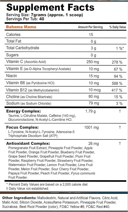 G Fuel Bahama Mama Energy Drink Powder, Pre Workout Caffeine Mix for Gaming, Sugar Free Focus Amino, Vitamin + Antioxidants, 9.9oz (Coconut & Pineapple, 40 Servings)