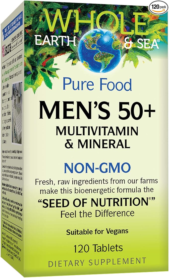 Natural Factors Whole Earth & Sea Mens 50 +l Multivitamin & Mineral 120 Tabs