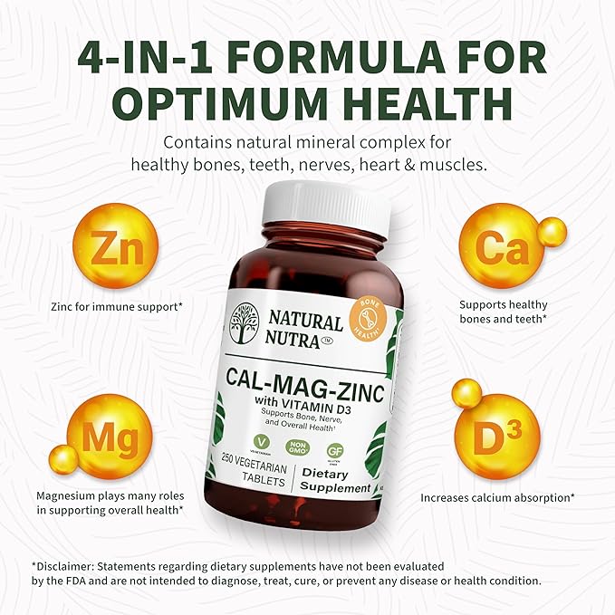 Natural Nutra Calcium Magnesium Zinc Supplement D3 for 250 Count 1)